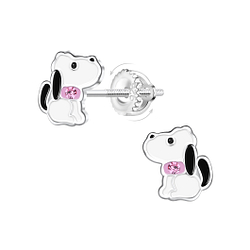 Wholesale Sterling Silver Dog Screw Back Ear Studs - JD23476
