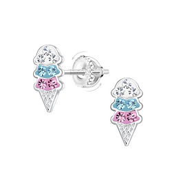 Wholesale Sterling Silver Ice Cream Screw Back Ear Studs - JD21960