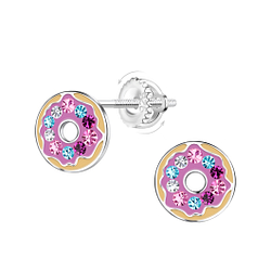 Wholesale Sterling Silver Donut Screw Back Ear Studs - JD23478