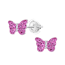 Wholesale Sterling Silver Butterfly Screw Back Ear Studs - JD23489