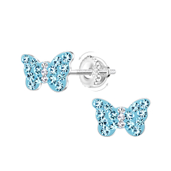 Wholesale Sterling Silver Butterfly Screw Back Ear Studs - JD23488