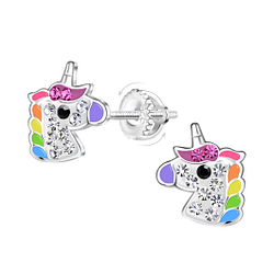 Wholesale Sterling Silver Unicorn Screw Back Ear Studs - JD23492