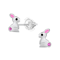 Wholesale Sterling Silver Rabbit Screw Back Ear Studs - JD23494