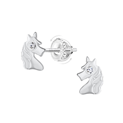 Wholesale Sterling Silver Unicorn Screw Back Ear Studs - JD23495