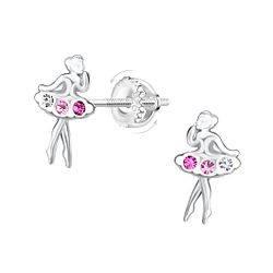 Wholesale Sterling Silver Ballerina Screw Back Ear Studs - JD21490