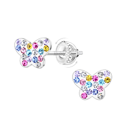 Wholesale Sterling Silver Butterfly Screw Back Ear Studs - JD23499