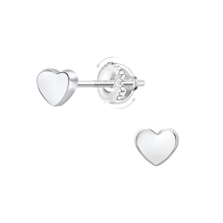 Wholesale Sterling Silver Heart Screw Back Ear Studs - JD22262