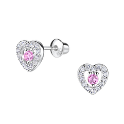 Wholesale Sterling Silver Heart Screw Back Bullet Earrings - JD20569