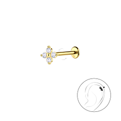 Wholesale Sterling Silver Flower with Titanium Labret - JD23012