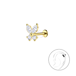 Wholesale Sterling Silver Butterfly with Titanium Labret - JD23065