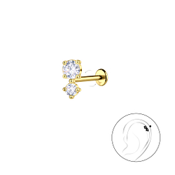 Wholesale Sterling Silver Double Stones with Titanium Labret - JD23069