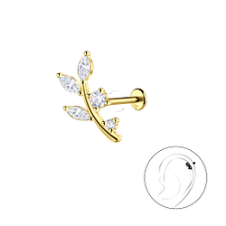 Wholesale Sterling Silver Leaf with Titanium Labret - JD23093
