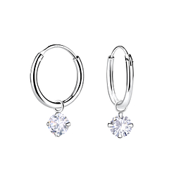 Wholesale 4mm Cubic Zirconia Charm Ear Hoops - JD23182 Wholesale 4mm Cubic Zirconia Charm Ear Hoops - JD23182