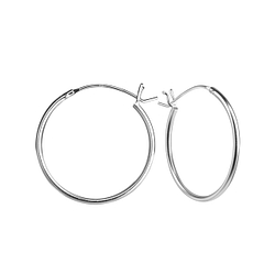 Wholesale 25mm Sterling Silver French Lock Ear Hoops - JD23446
