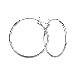 Wholesale 30mm Sterling Silver French Lock Ear Hoops - JD23447