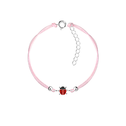 Wholesale Sterling Silver Ladybug Cord Bracelet - JD23165