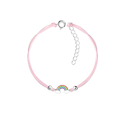 Wholesale Sterling Silver Rainbow Cord Bracelet - JD20889