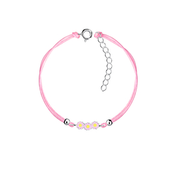 Wholesale Sterling Silver Triple Daisy Cord Bracelet - JD23169
