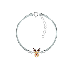 Wholesale Sterling Silver Reindeer Cord Bracelet - JD23232