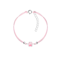 Wholesale Sterling Silver Paw Print Cord Bracelet - JD23163