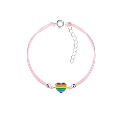 Wholesale Sterling Silver Heart Cord Bracelet - JD23164