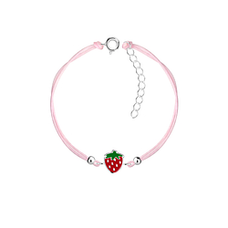 Wholesale Sterling Silver Strawberry Cord Bracelet - JD23166