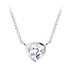 Wholesale 6mm Trillion Cubic Zirconia Sterling Silver Neckalce - JD22386