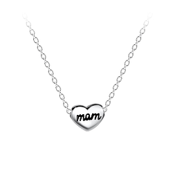 Wholesale Sterling Silver Mom Necklace - JD23564