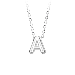 Wholesale Sterling Silver Letter A Beaded Necklace - JD23679