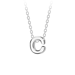 Wholesale Sterling Silver Letter C Beaded Necklace - JD23681