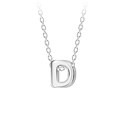 Wholesale Sterling Silver Letter D Beaded Necklace - JD23682