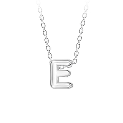 Wholesale Sterling Silver Letter E Beaded Necklace - JD23683