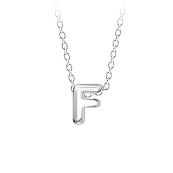 Wholesale Sterling Silver Letter F Beaded Necklace - JD23684