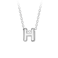 Wholesale Sterling Silver Letter H Beaded Necklace - JD23686