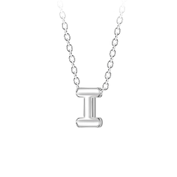 Wholesale Sterling Silver Letter I Beaded Necklace - JD23687