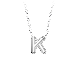 Wholesale Sterling Silver Letter K Beaded Necklace - JD23689