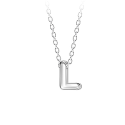 Wholesale Sterling Silver Letter L Beaded Necklace - JD23690