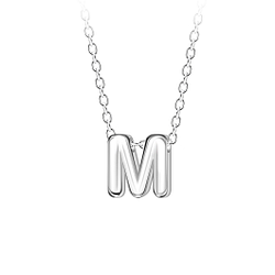 Wholesale Sterling Silver Letter M Beaded Necklace - JD23691
