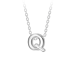 Wholesale Sterling Silver Letter Q Beaded Necklace - JD23695