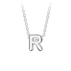 Wholesale Sterling Silver Letter R Beaded Necklace - JD23696