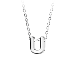 Wholesale Sterling Silver Letter U Beaded Necklace - JD23699