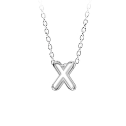 Wholesale Sterling Silver Letter X Beaded Necklace - JD23702