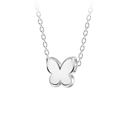 Wholesale Sterling Silver Butterfly Beaded Necklace - JD23577