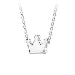 Wholesale Sterling Silver Crown Necklace - JD23578 Wholesale Sterling Silver Crown Necklace - JD23578