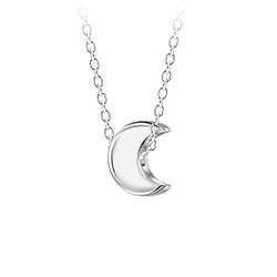 Wholesale Sterling Silver Moon Beaded Necklace - JD23586
