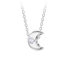 Wholesale Sterling Silver Moon Necklace - JD23598 Wholesale Sterling Silver Moon Necklace - JD23598