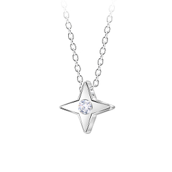 Wholesale Sterling Silver Star Beaded Necklace - JD23601 Wholesale Sterling Silver Star Beaded Necklace - JD23601