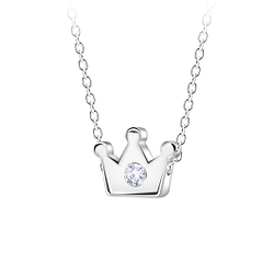 Wholesale Sterling Silver Crown Beaded Necklace - JD23603 Wholesale Sterling Silver Crown Beaded Necklace - JD23603