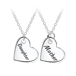 Wholesale Sterling Silver Mother and Daughter Necklace Set - JD23565