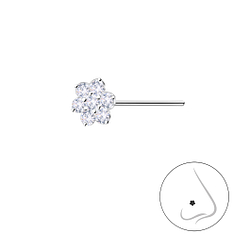 Wholesale Sterling Silver Flower Nose Stud - JD22120